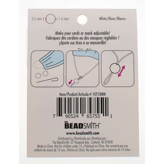 Fablastic™ White Silicone Cord Locks, 10mm